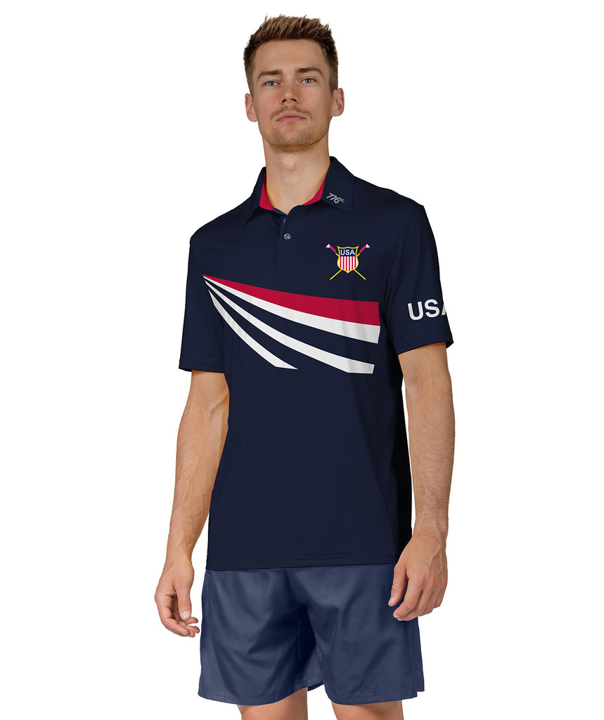 Men's USRowing Supporter Club Polo SS - Navy/Red
