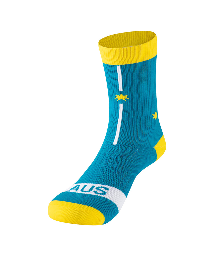 Icon Collection AUS Performance Socks - Green/Yellow/White