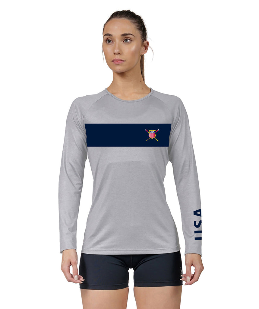 Women's USRowing Supporter Club LS T-Shirt - Gray