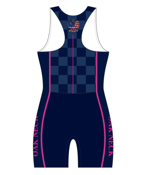 Women's Oak Neck Rowing Practice Pro Unisuit - Navy/Pink