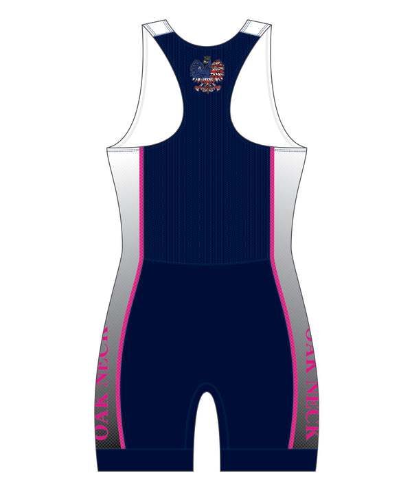 Women's Oak Neck Rowing Practice Pro Unisuit - Navy/White/Pink