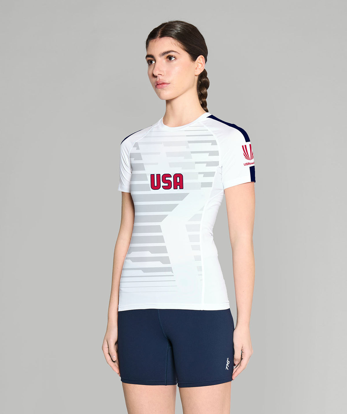 Women's 776BC X USRowing Ascent Base Layer SS - White/Grey