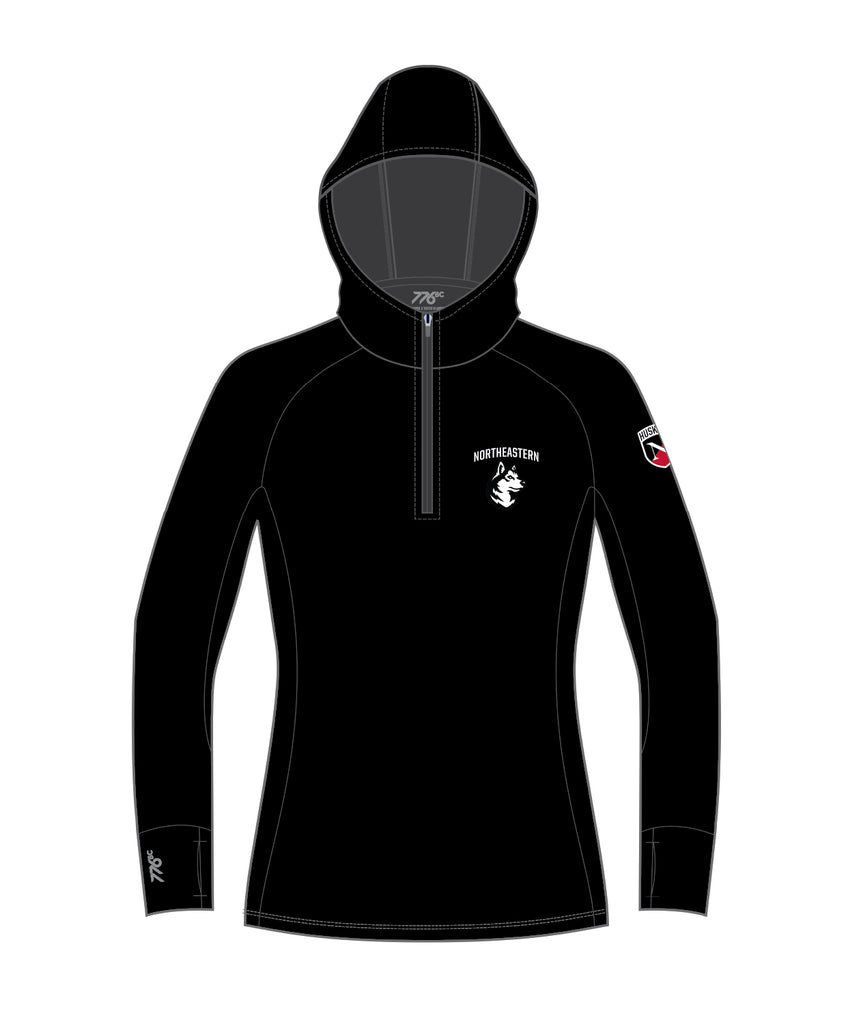 Women's Northeastern University Tech 1/4 Zip Hoodie - Black/Red