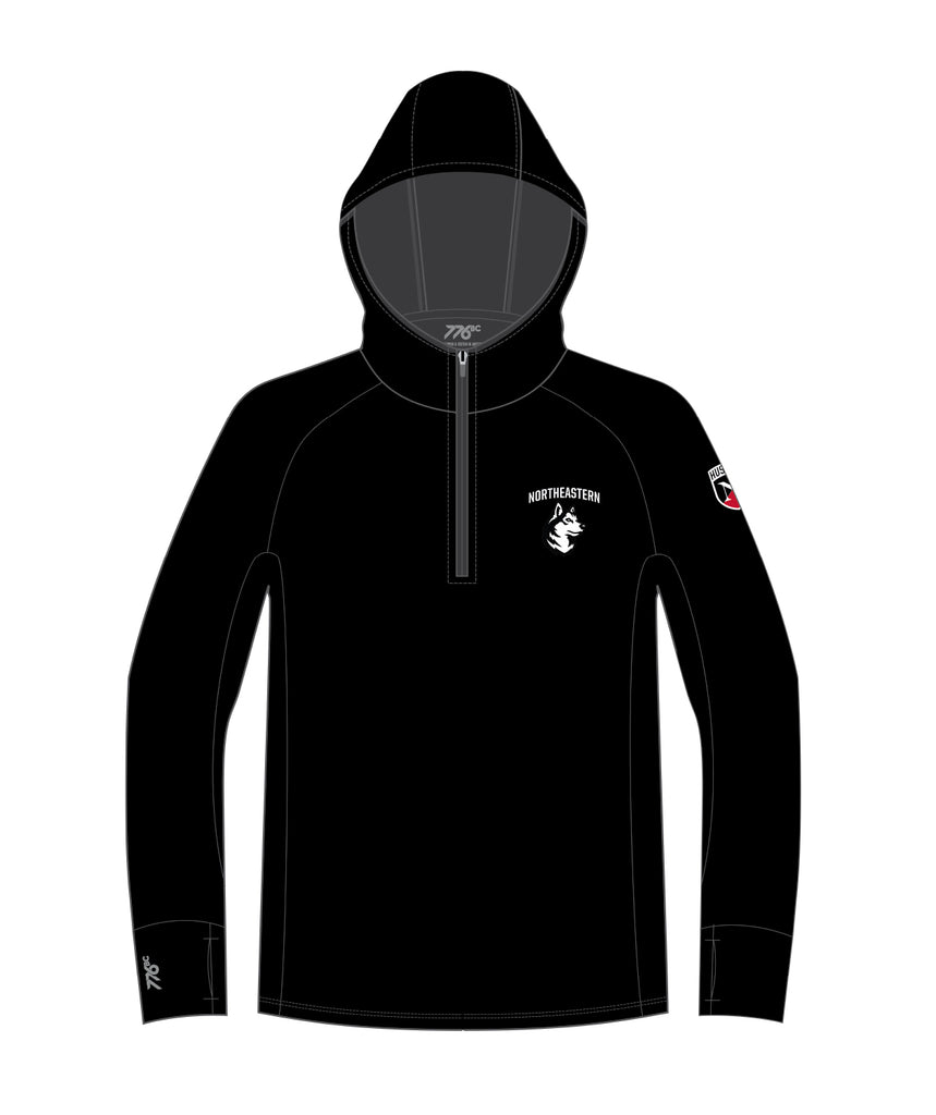 Men's Northeastern University Tech 1/4 Zip Hoodie - Black/Red