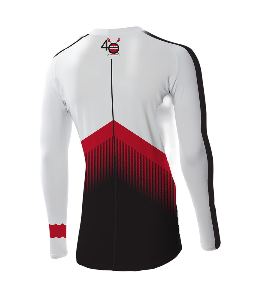 Men's Community Rowing Inc. 40th Anniversary Base Layer LS - White/Red