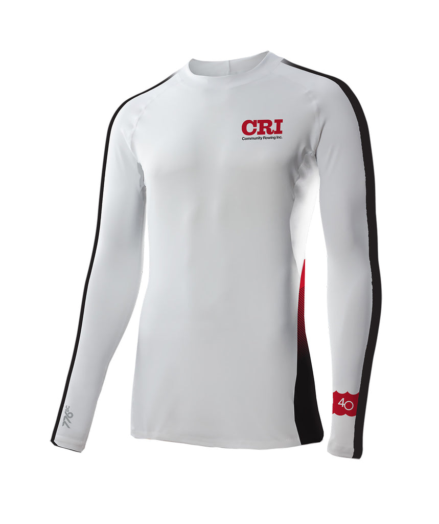 Men's Community Rowing Inc. 40th Anniversary Base Layer LS - White/Red
