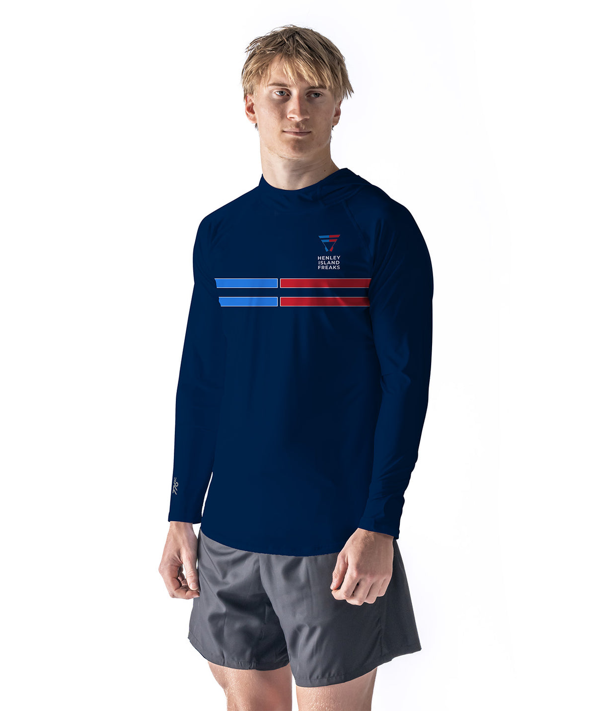 Men's Henley Island Freaks Sun Hoodie LS - Navy