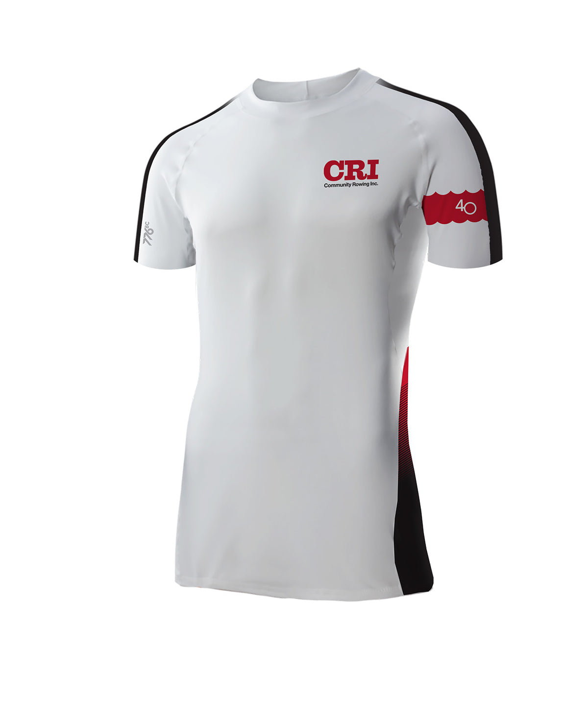 Men's Community Rowing Inc. 40th Anniversary Base Layer SS - White/Red