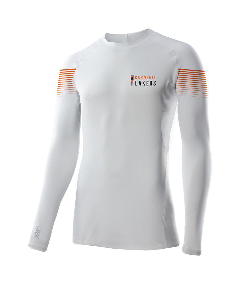 Men's Carnegie Lake Rowing Association Base Layer LS - White/Orange