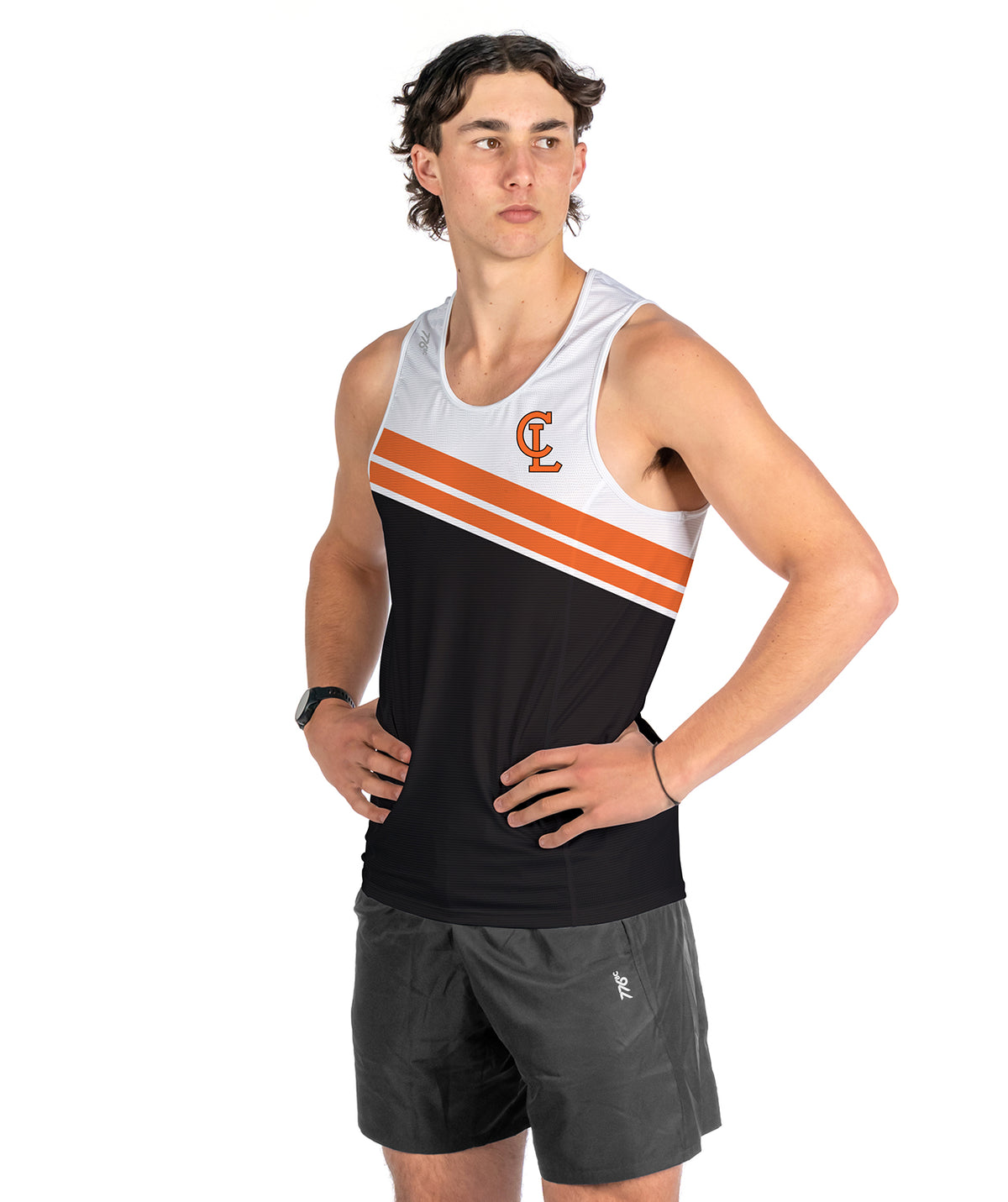 Men's Carnegie Lake Rowing Association Performance Tank - White/Orange
