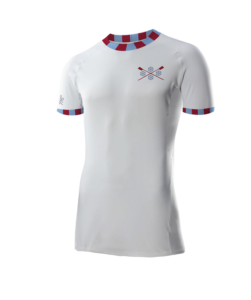 Men's St Catherines College Base Layer SS - White/Maroon/Blue