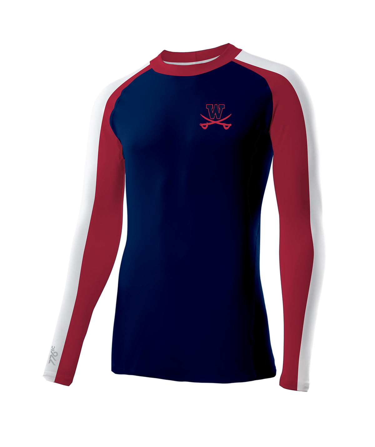 Men's Woodson High School Base Layer LS - Navy/Red