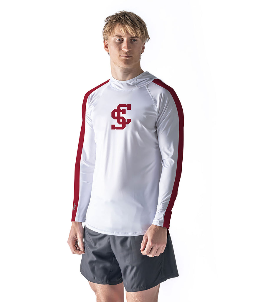 Men's Santa Clara University Sun Hoodie LS - White/Red