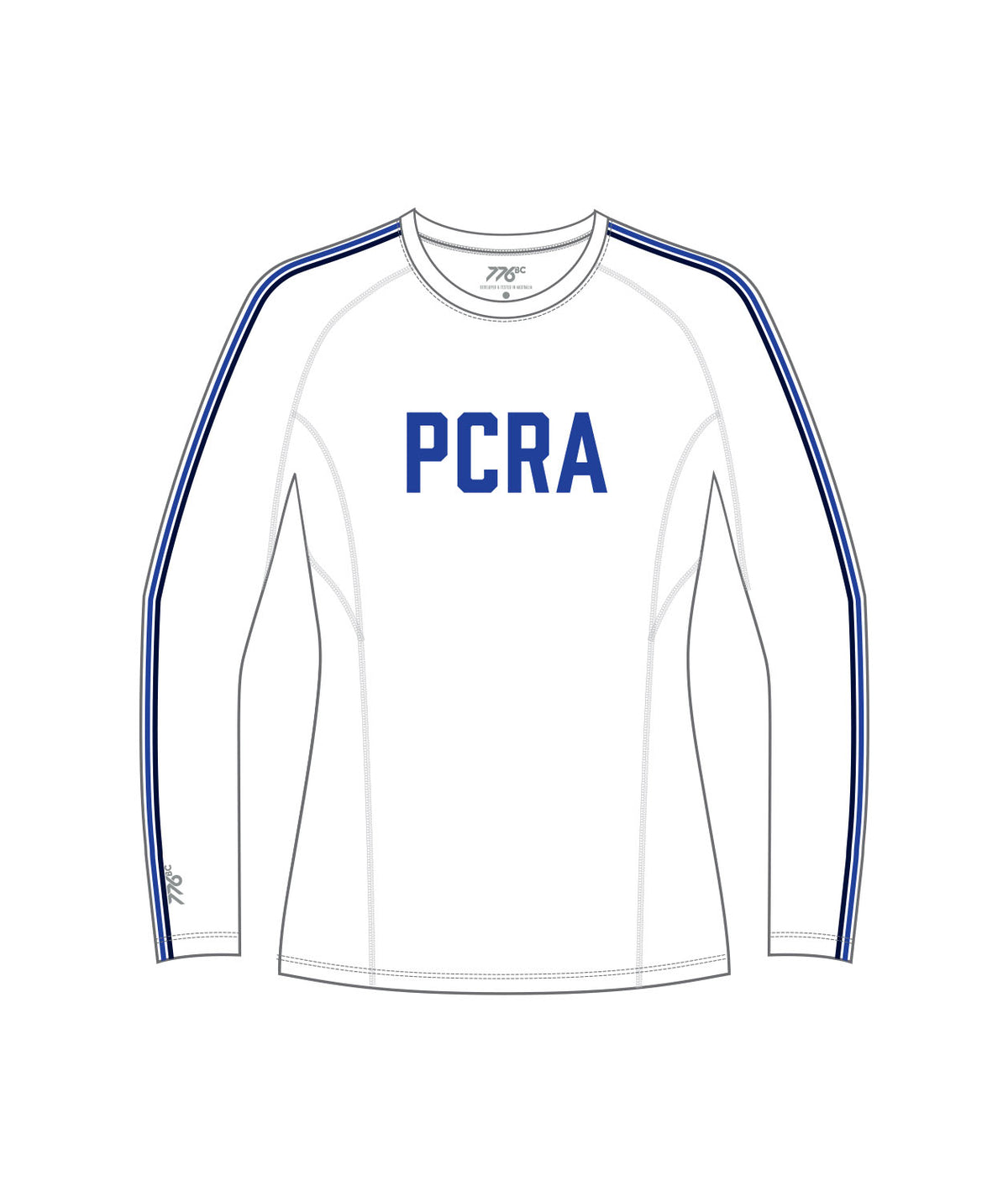Women's Pelham Community Rowing Association Base Layer LS - White/Royal Blue