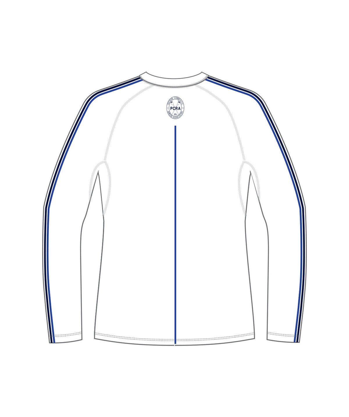 Men's Pelham Community Rowing Association Base Layer LS - White/Royal Blue