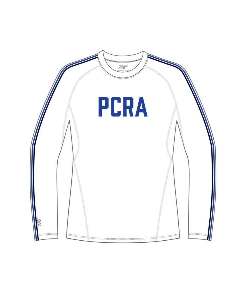 Men's Pelham Community Rowing Association Base Layer LS - White/Royal Blue