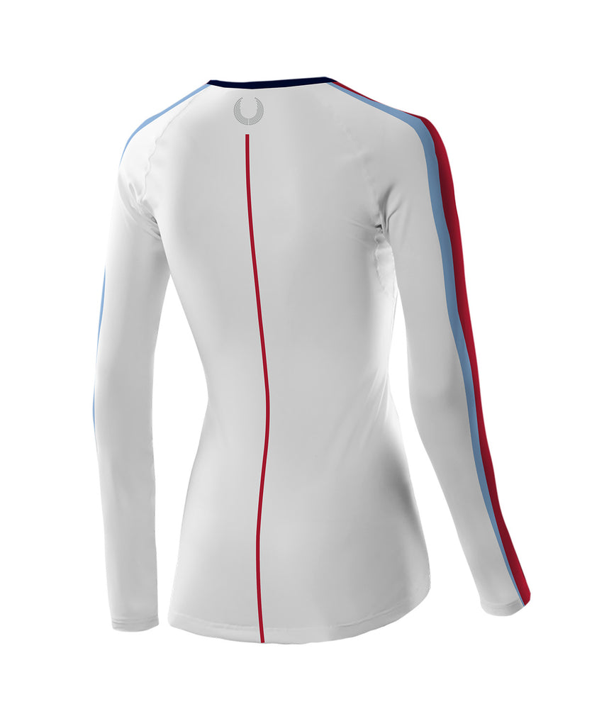 Women's St Catherines College Base Layer LS - White/Maroon/Blue
