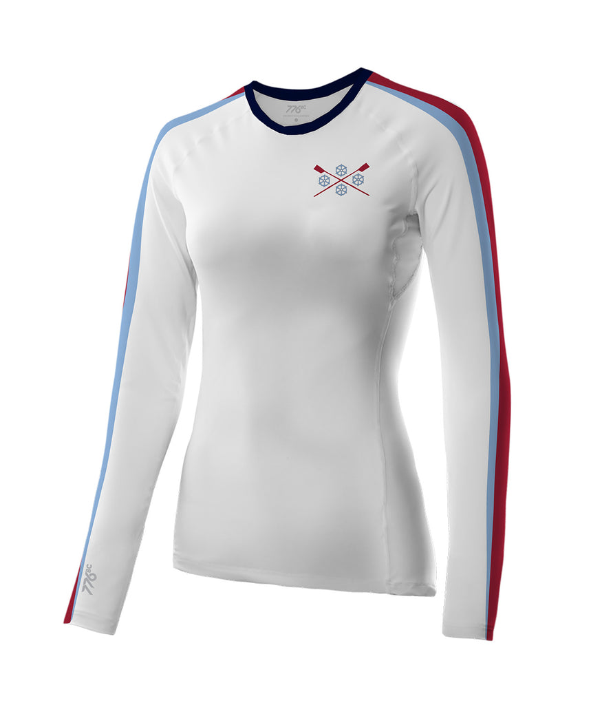 Women's St Catherines College Base Layer LS - White/Maroon/Blue