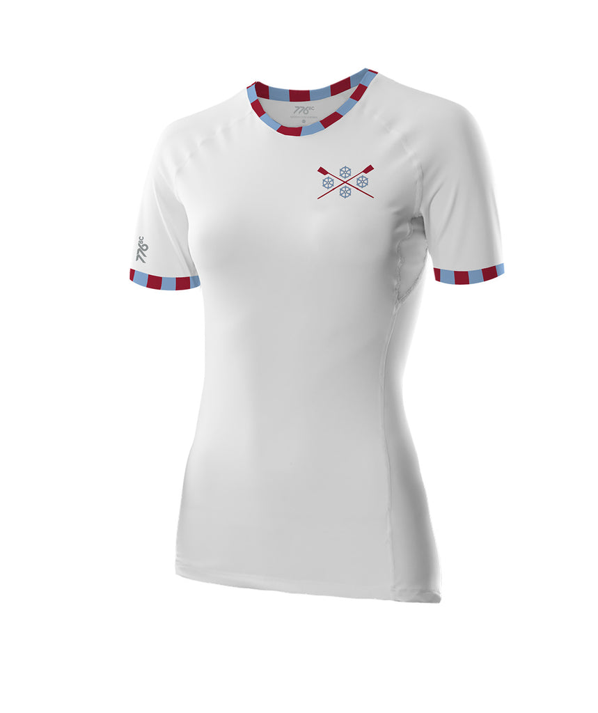 Women's St Catherines College Base Layer SS - White/Maroon/Blue