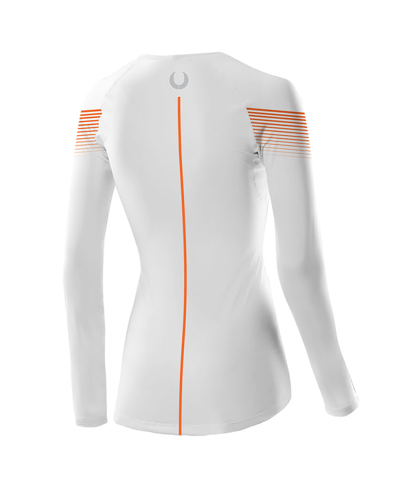 Women's Carnegie Lake Rowing Association Base Layer Ls - White/Orange