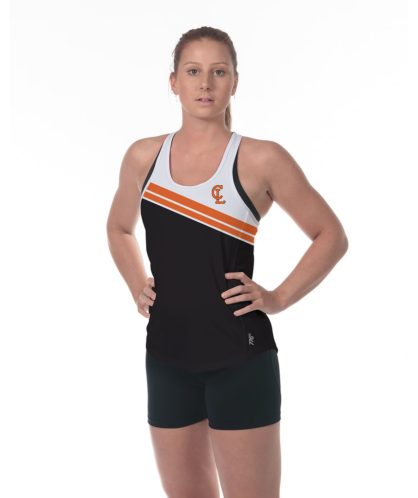 Women's Carnegie Lake Rowing Association Performance Tank - White/Orange