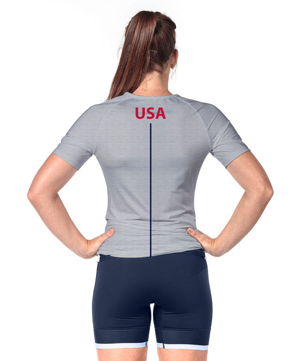 Women's USRowing National Team PanAm Active SS T-Shirt - Grey