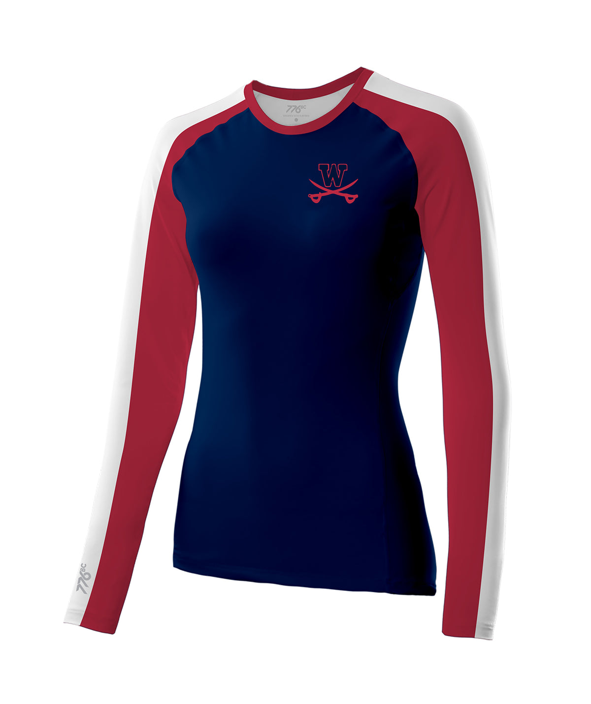 Women's Woodson High School Base Layer LS - Navy/Red