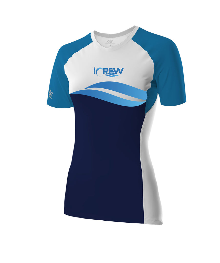 Women's iCrew Base Layer Ss - Blue/White