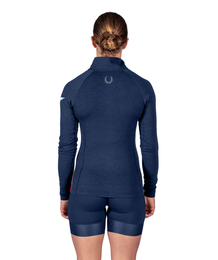 Women's Cambridge Boat Club Wreath Pro-Merino 1/4 Zip - Navy