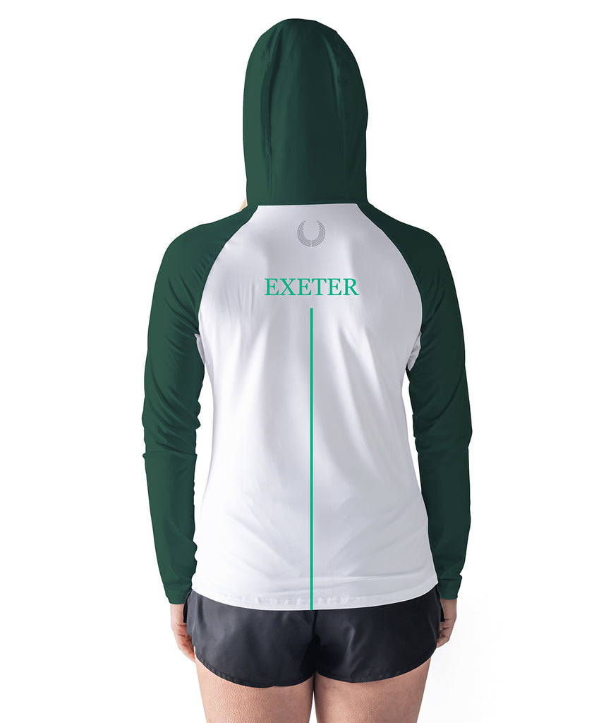 Women's Exeter Univeristy Sun Hoodie LS - White/Green