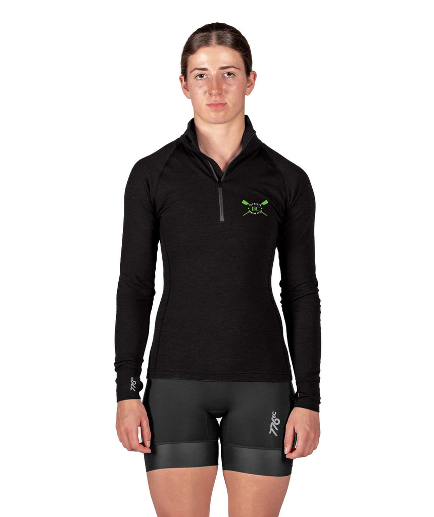 Women's Intrepid Rowing Club Pro-Merino 1/4 Zip LS - Black
