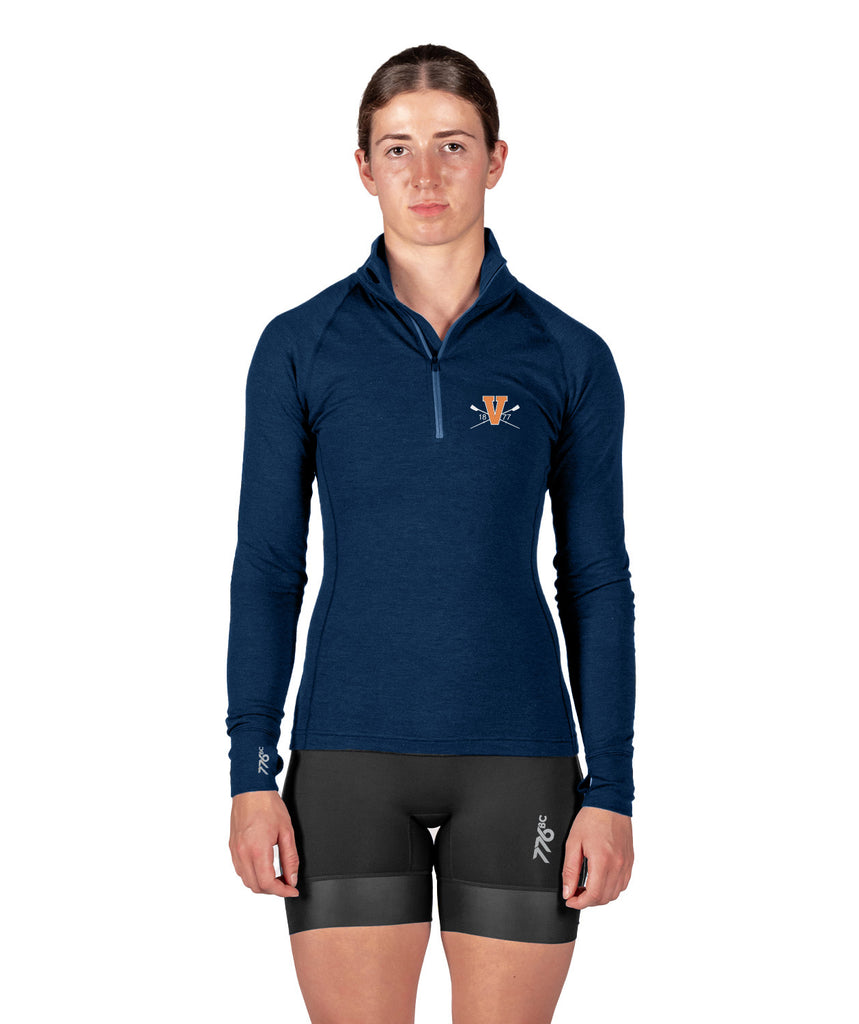 Women's Virginia Rowing Association Pro-Merino 1/4 Zip Ls - Navy