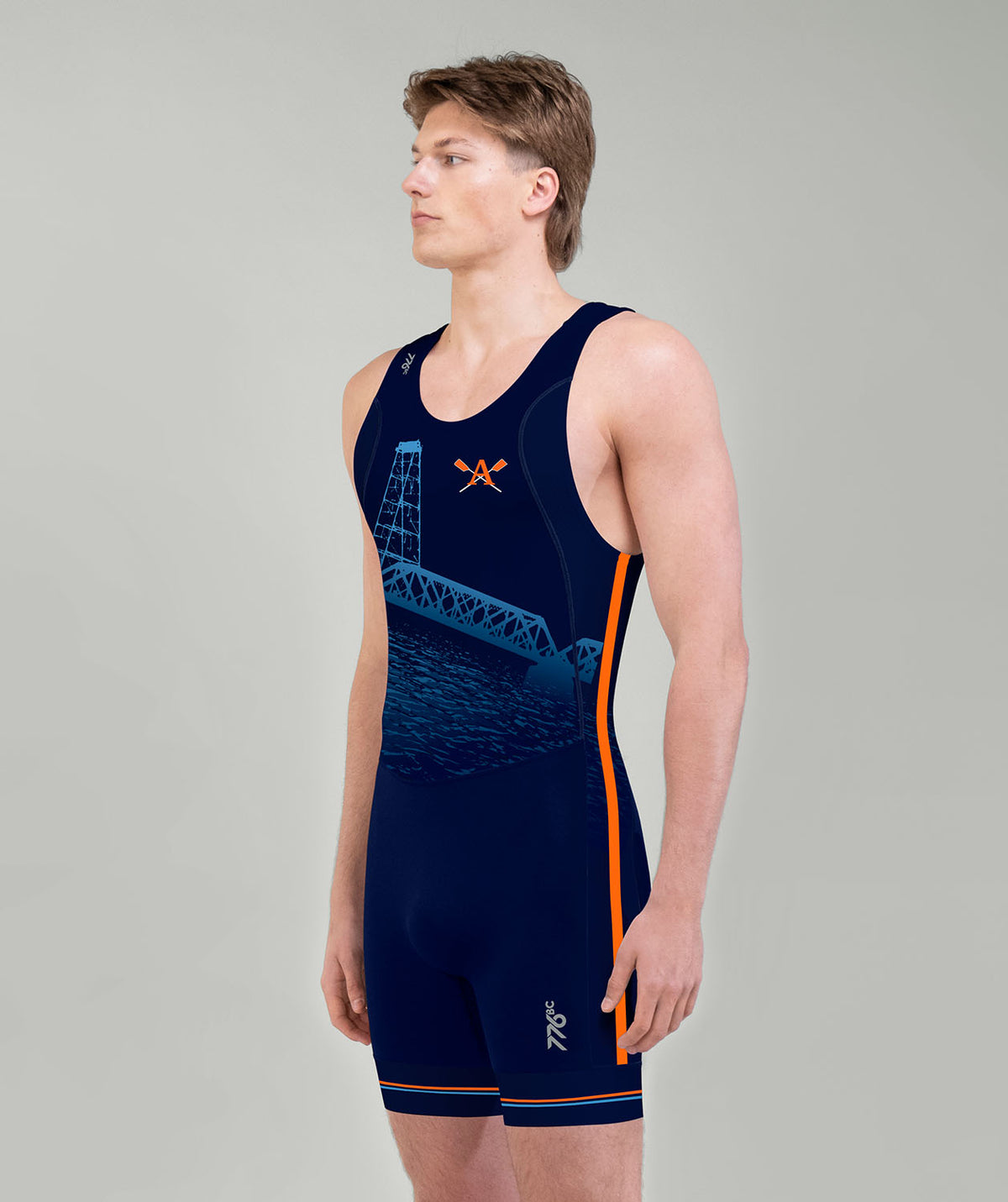 Men's Albany Rowing Center Pro Unisuit - Navy/Orange