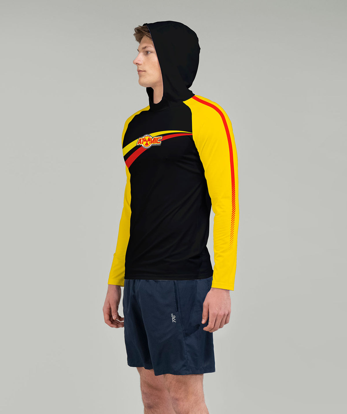 Men's Atomic Rowing Sun Hoodie LS - Black/Yellow