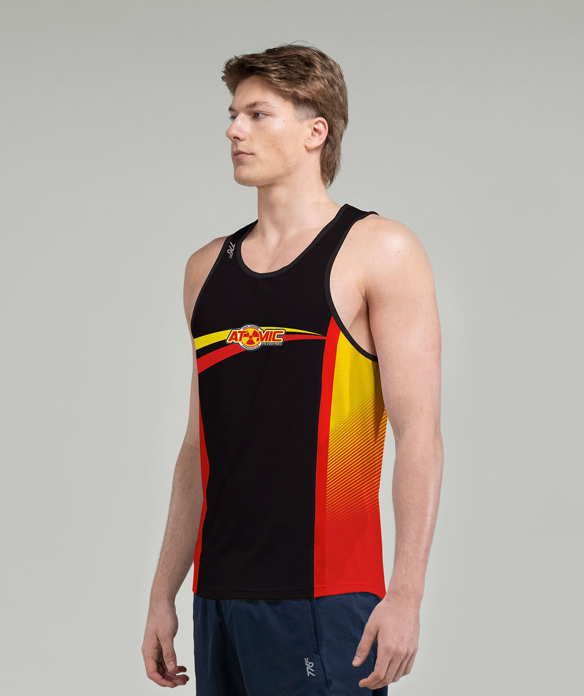 Men's Atomic Rowing Performance Tank - Black/Red/Yellow
