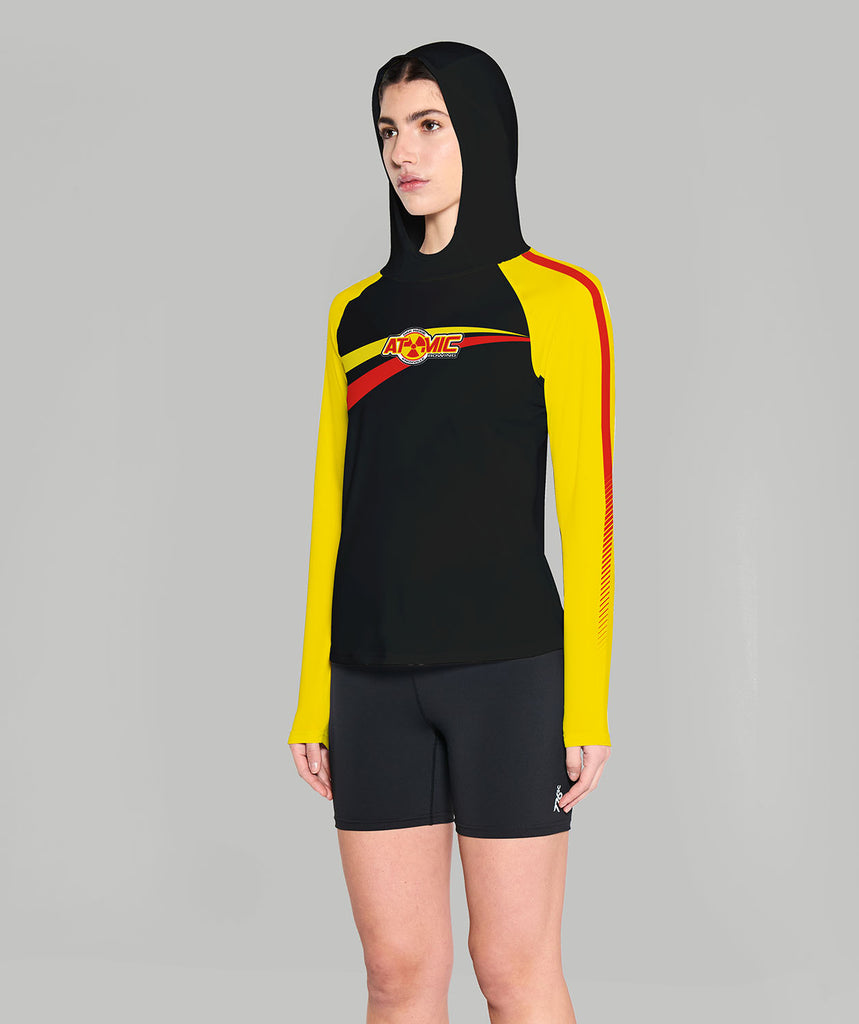 Women's Atomic Rowing Sun Hoodie LS - Black/Yellow