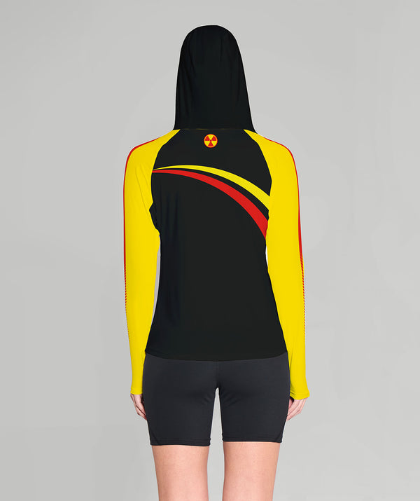 Women's Atomic Rowing Sun Hoodie LS - Black/Yellow
