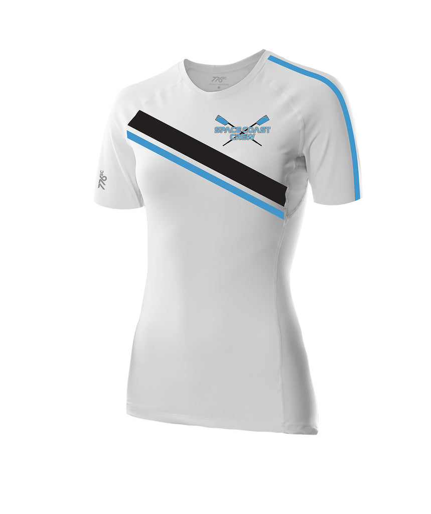 Women's Space Coast Crew Base Layer SS - White/Blue