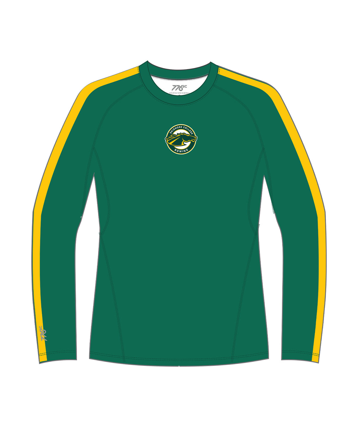 Men's Skidmore College Rowing Base Layer LS - Green/Yellow
