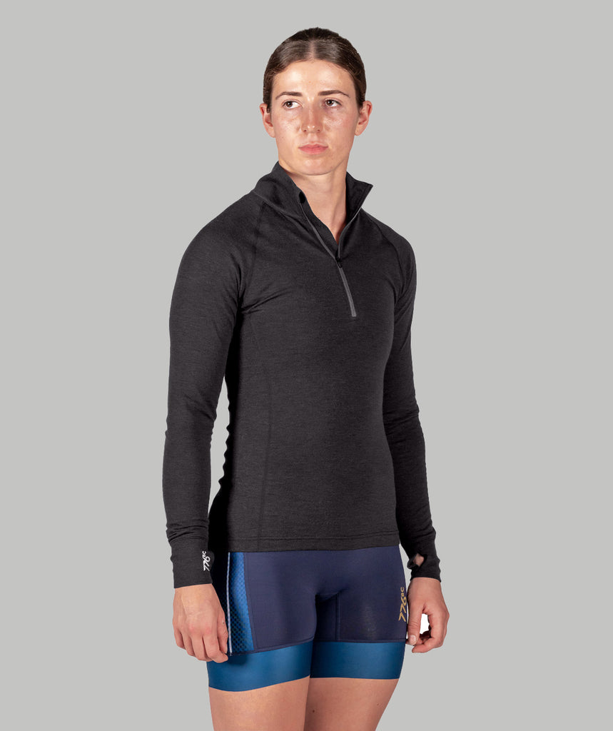 Women's Wreath Pro-Merino 1/4 Zip - Black