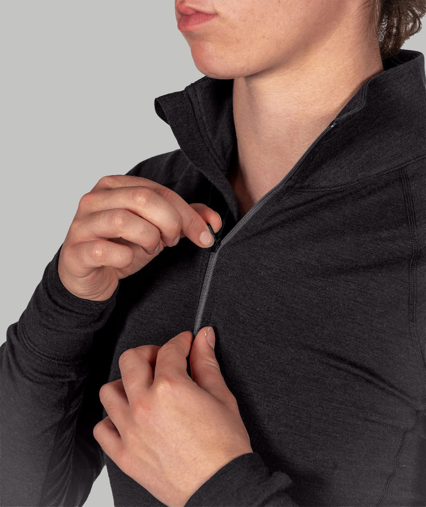 Women's Wreath Pro-Merino 1/4 Zip - Black