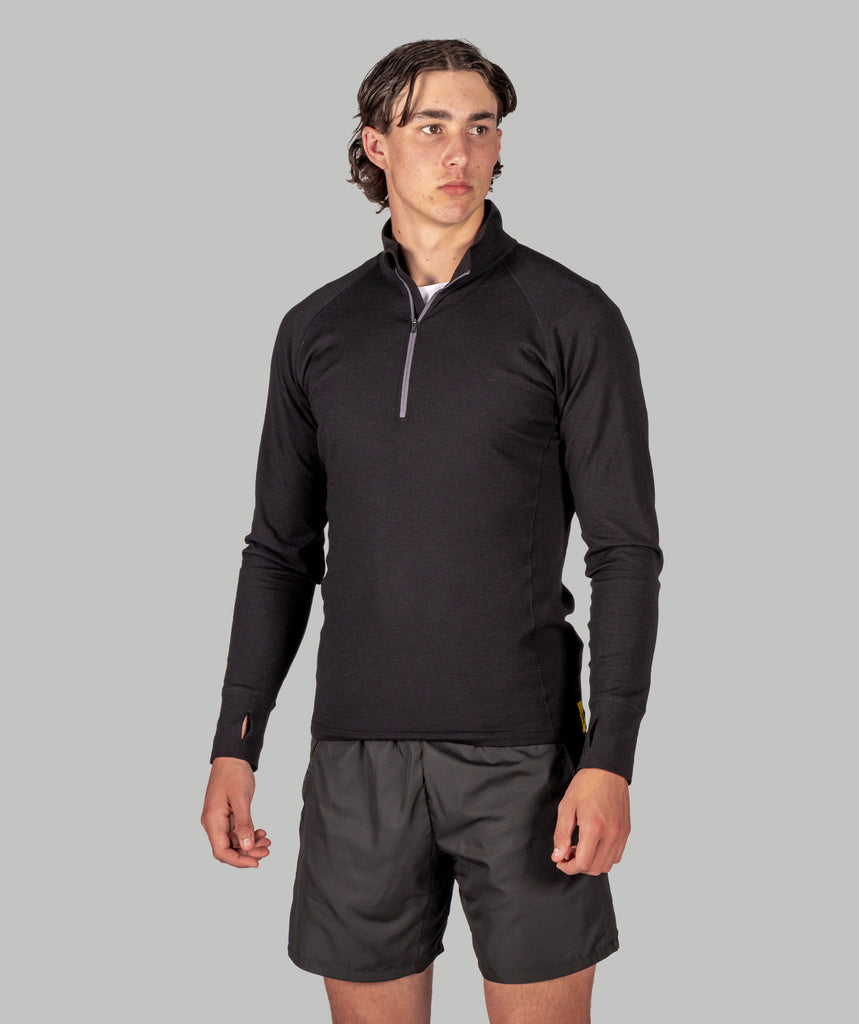 Men's Wreath Pro-Merino 1/4 Zip - Black