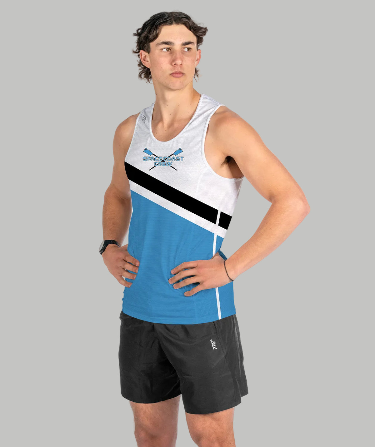 Men's Space Coast Crew Performance Tank - Blue/White