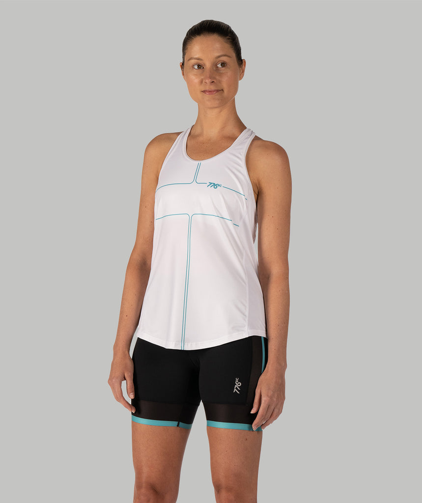 Women's Motion Performance Tank - White/Capri