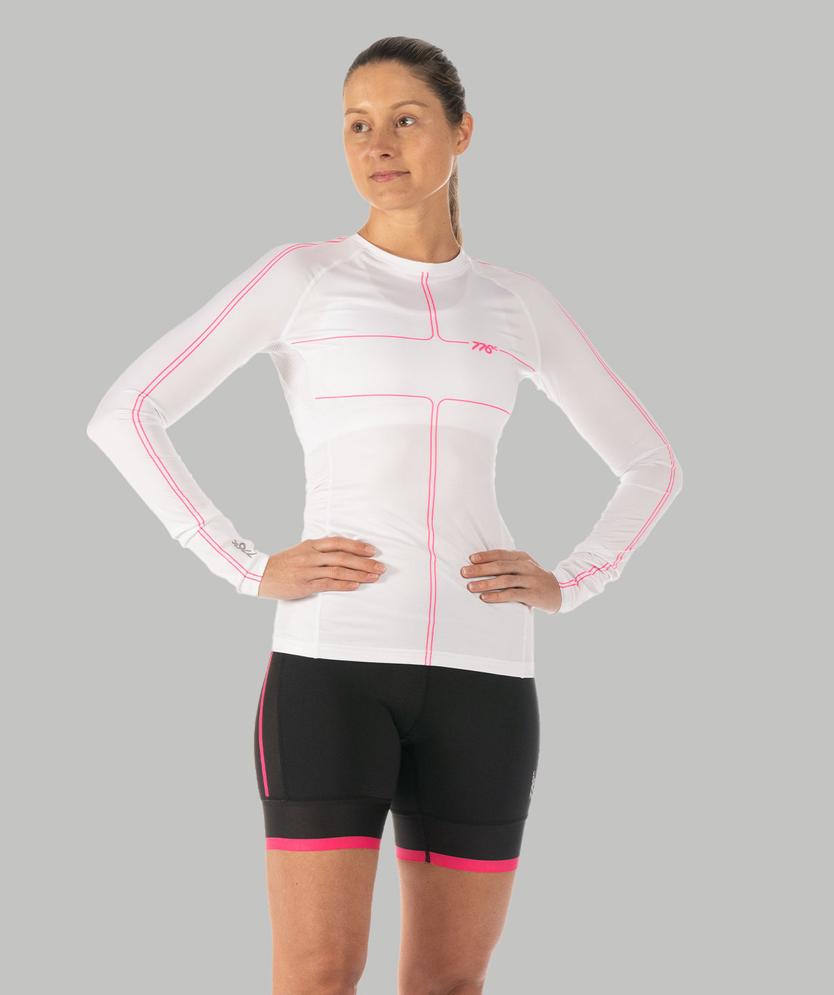 Women's Motion LS Base Layer - White/Pink