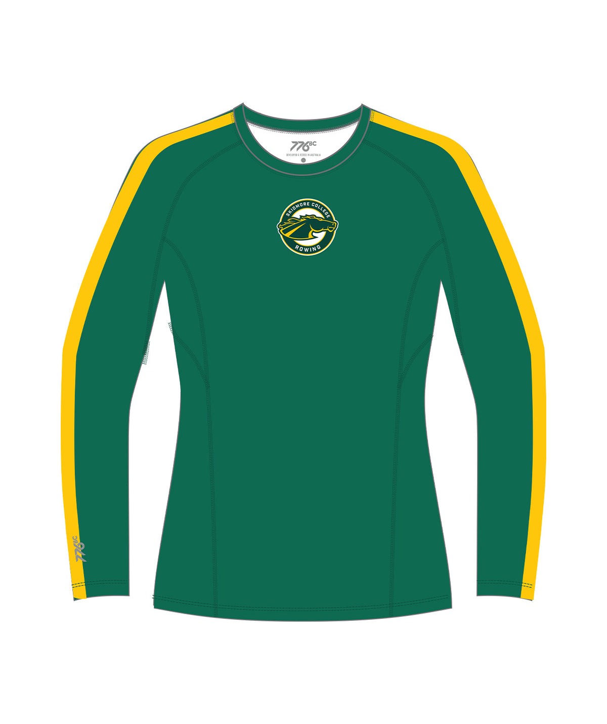 Women's Skidmore College Rowing Base Layer LS - Green/Yellow