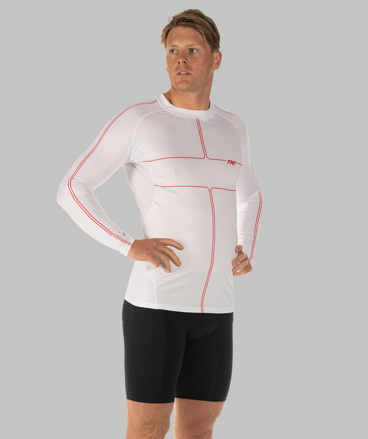 Men's Motion LS Base Layer - White/Red