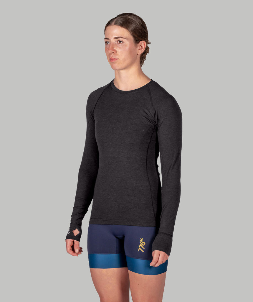 Women's Wreath Pro-Merino Crew - Black