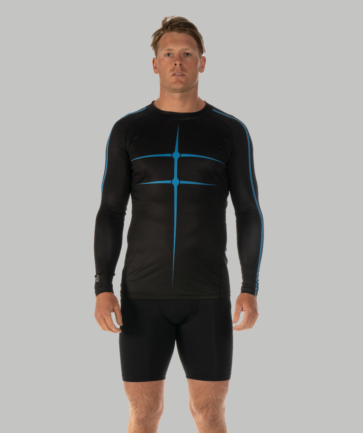 Men's Motion Pro LS Base Layer - Black/Neon Blue