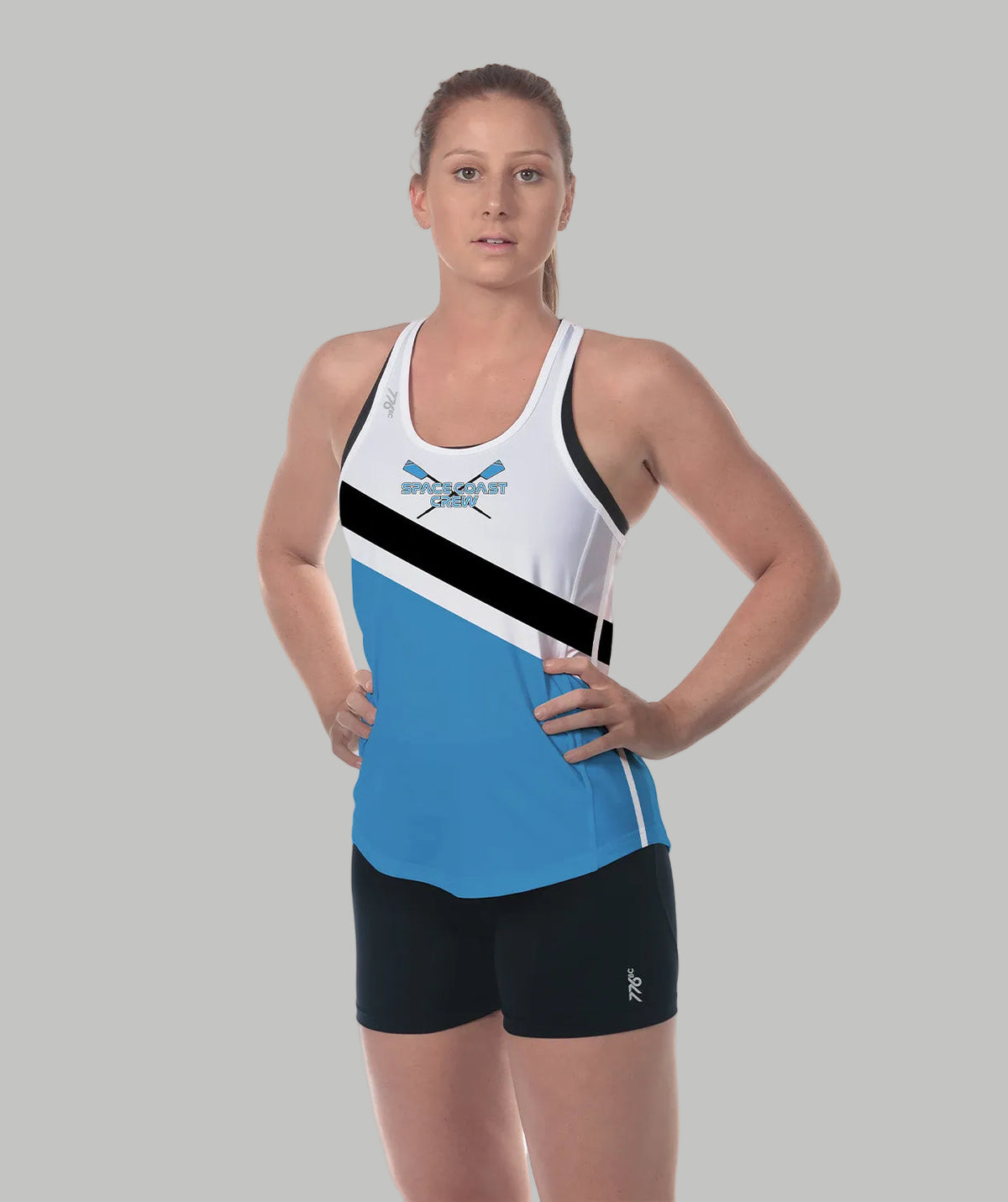Women's Space Coast Crew Performance Tank - Blue/White